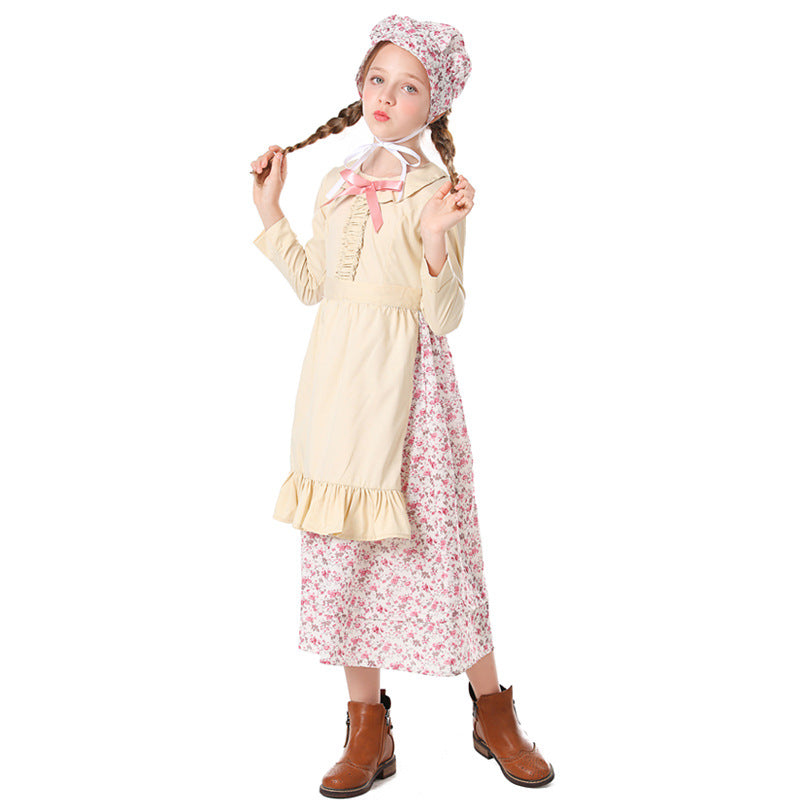 Mädchen Bauernhauskleid mit floralen Details Shop Nory