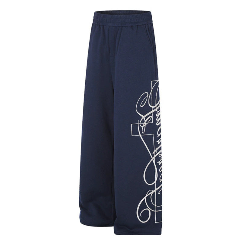 Damen Weite Palazzo-Sweathose mit elastischem Komfortbund und dekorativer Seitenstickerei Shop Nory