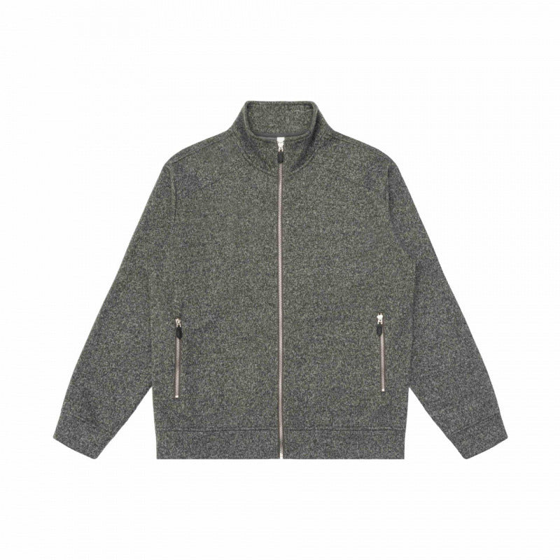 Unisex Melierte Fleece-Zipjacke mit Stehkragen und Reißverschlusstaschen Shop Nory