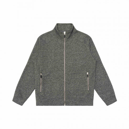 Unisex Melierte Fleece-Zipjacke mit Stehkragen und Reißverschlusstaschen Shop Nory