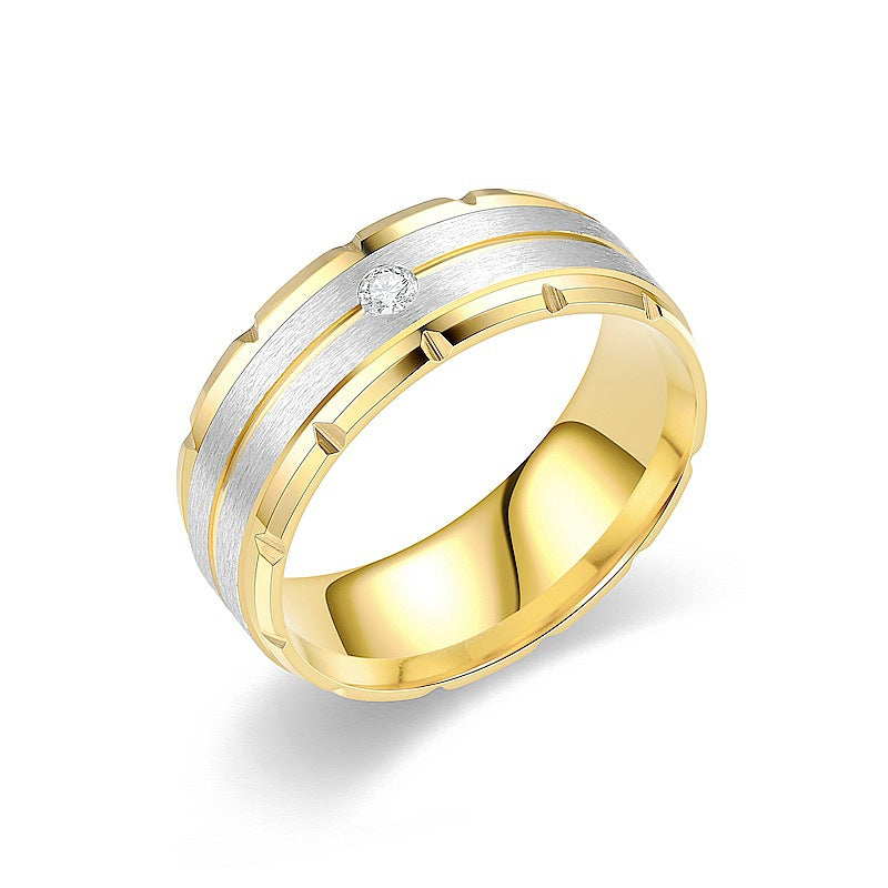 Herren Ring mit kunstvollem, zweifarbigen Design und funkelndem Akzent Shop Nory