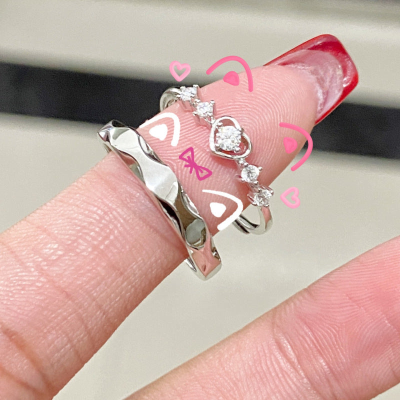 Damen Verführerisches Ring-Set mit Herzdesign und glitzernden Zirkonia Shop Nory