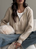 Damen lässiger Zip-Hoodie mit weichem Strick und lässiger Passform Shopnory