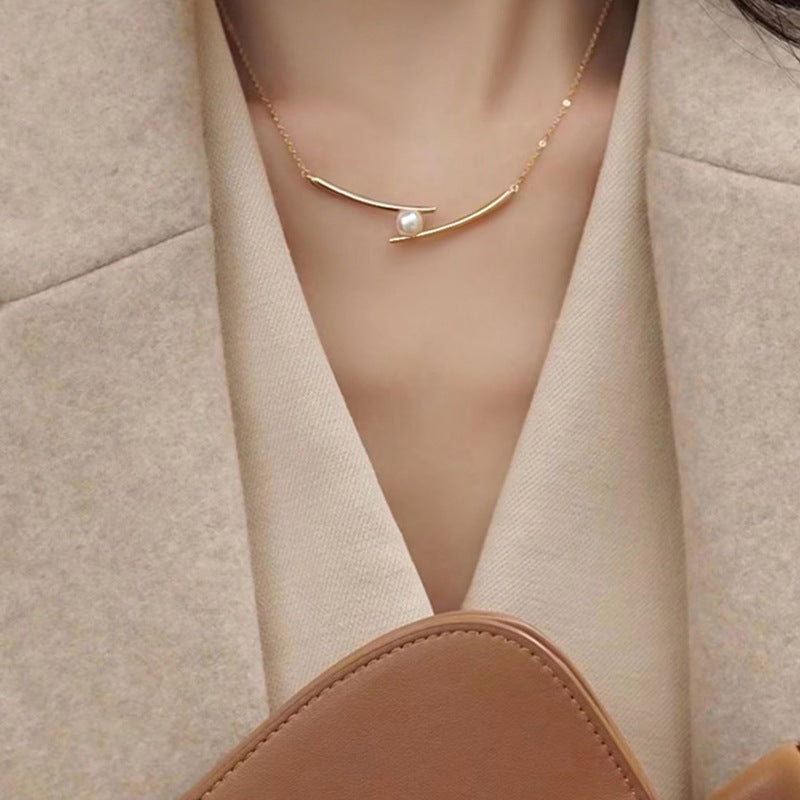 Damen Halskette mit modernem Perlen- und minimalistischem Design Shop Nory