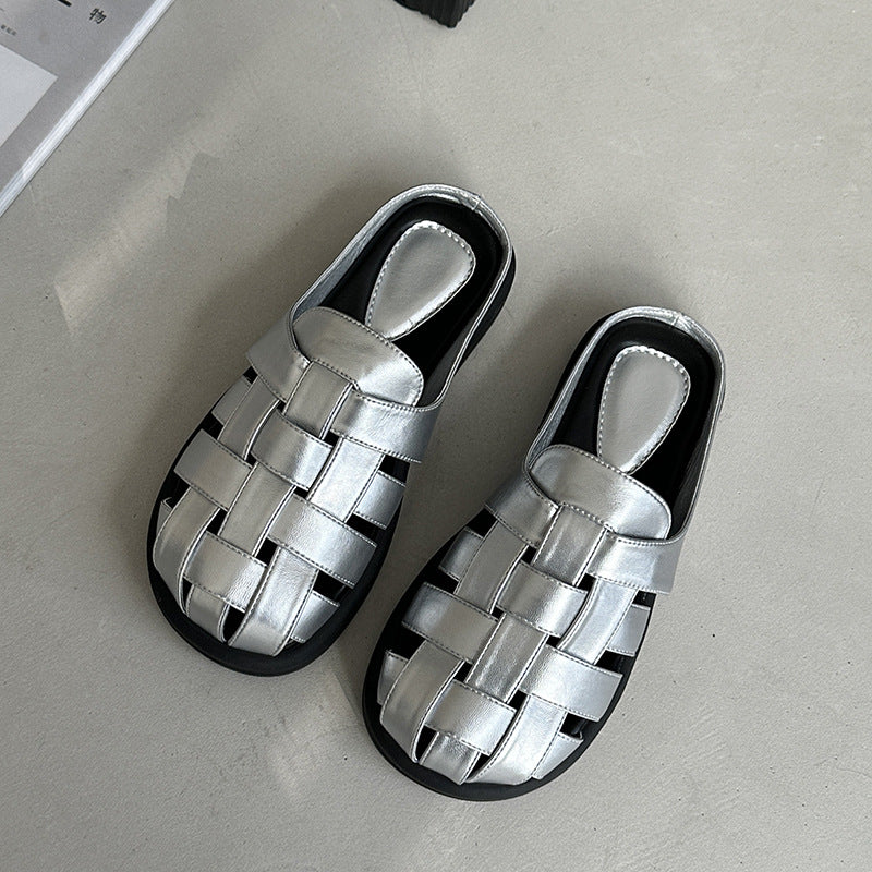 Damen Komfortable geflochtene Sandalen mit bequemer Fußbettgestaltung