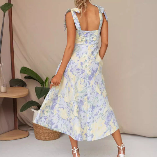 Damen Sommerliches Blumenkleid mit elegantem Spaghettiträger-Design