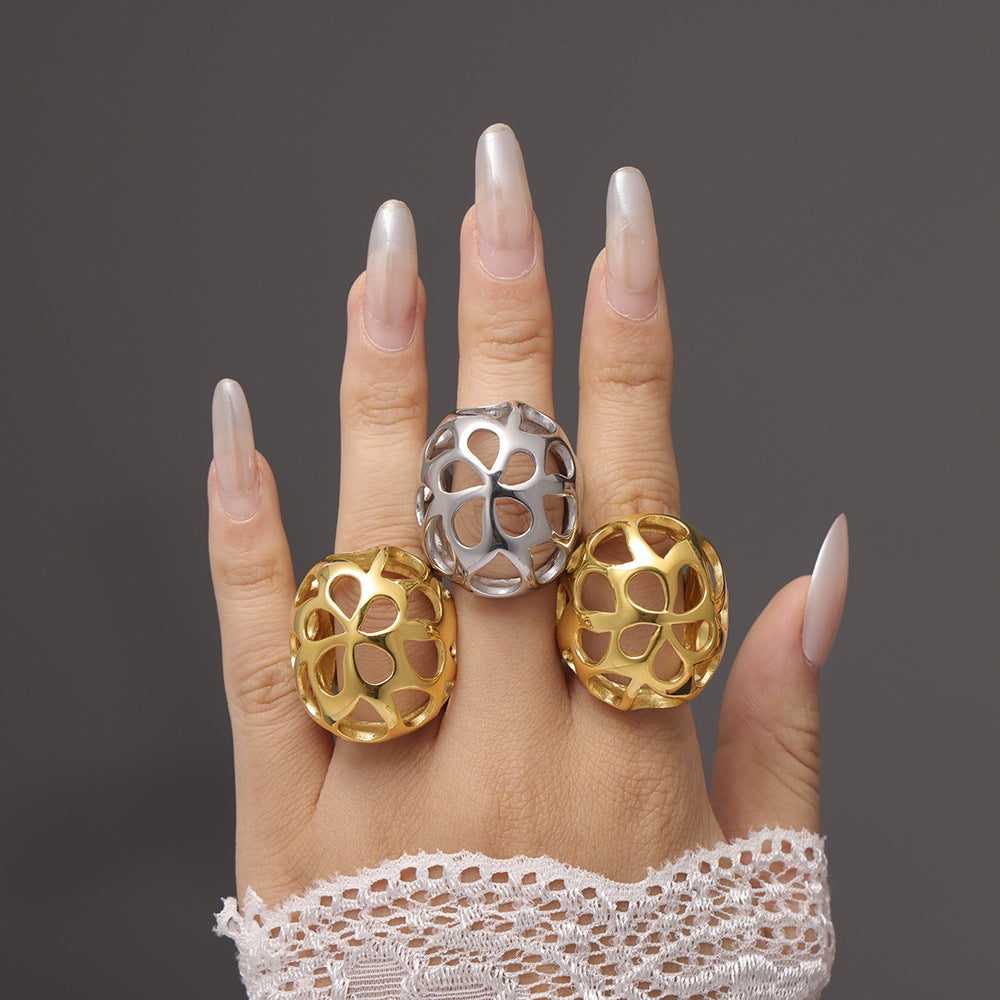 Damenring mit filigranem, durchbrochenem Design aus Edelstahl Shop Nory