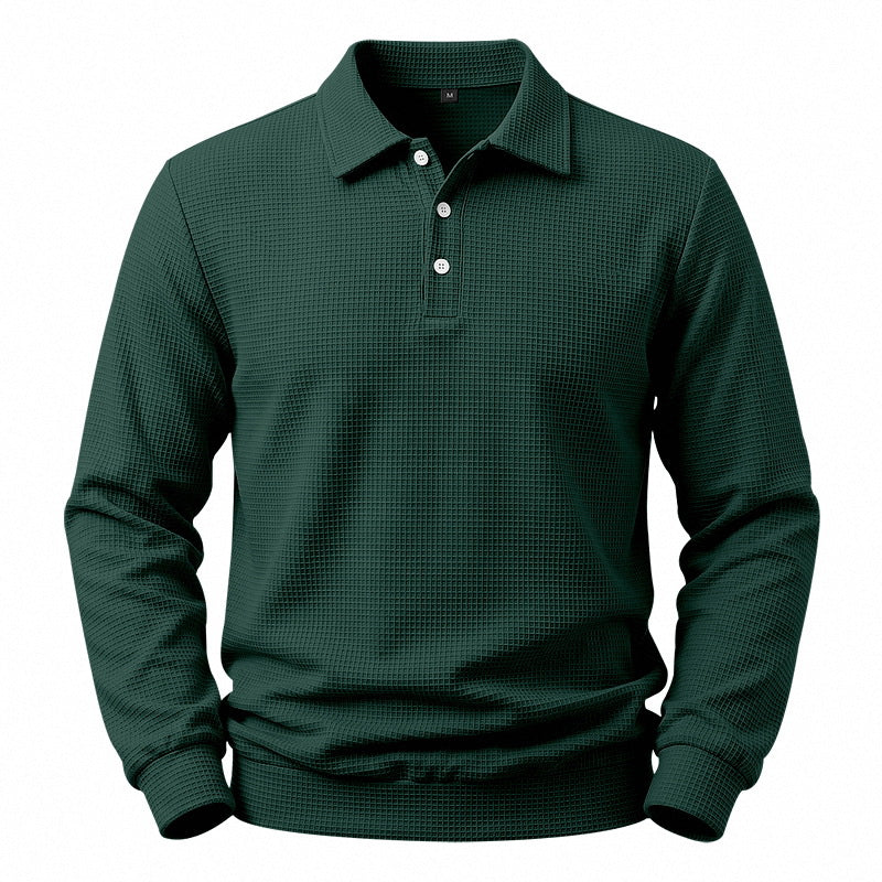Herren Langarm-Poloshirt mit Waffelstruktur und Baumwollmix Shop Nory