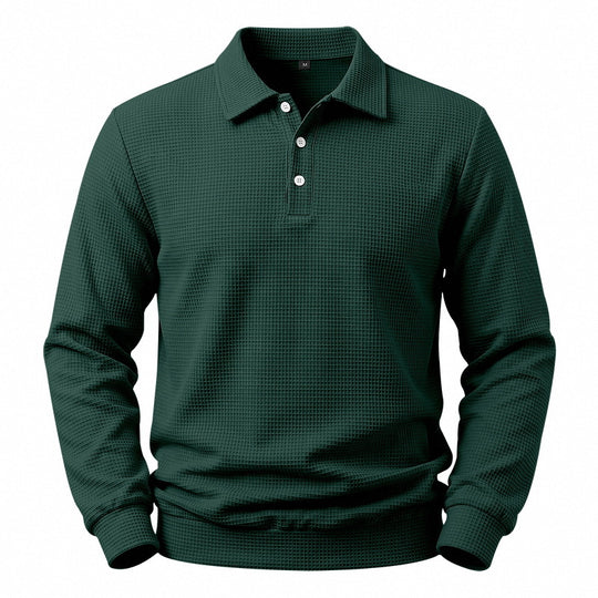 Herren Langarm-Poloshirt mit Waffelstruktur und Baumwollmix Shop Nory