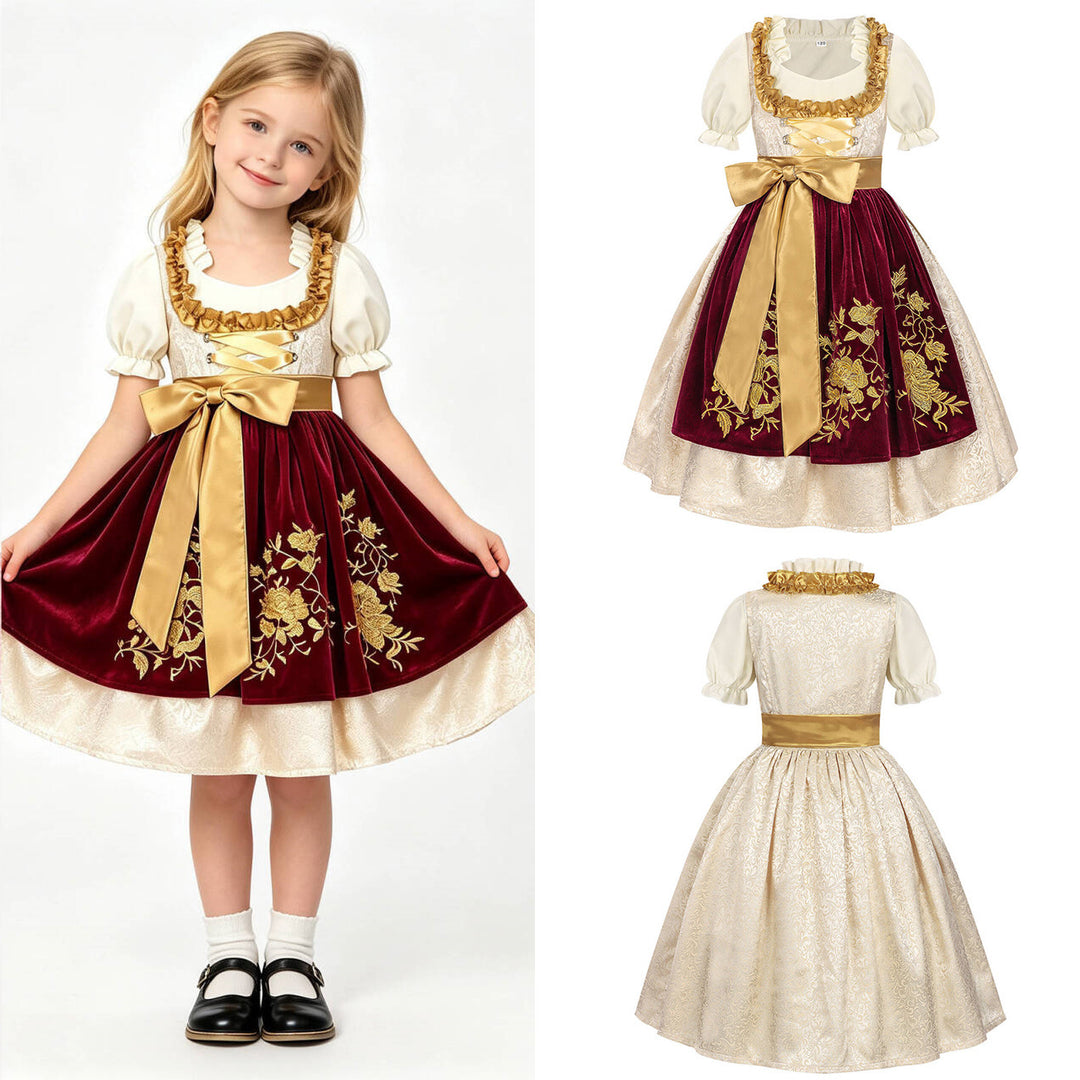 Damen nan traditionelles Kinderdirndl mit bestickter Schürze und Rüschenbluse Shop Nory