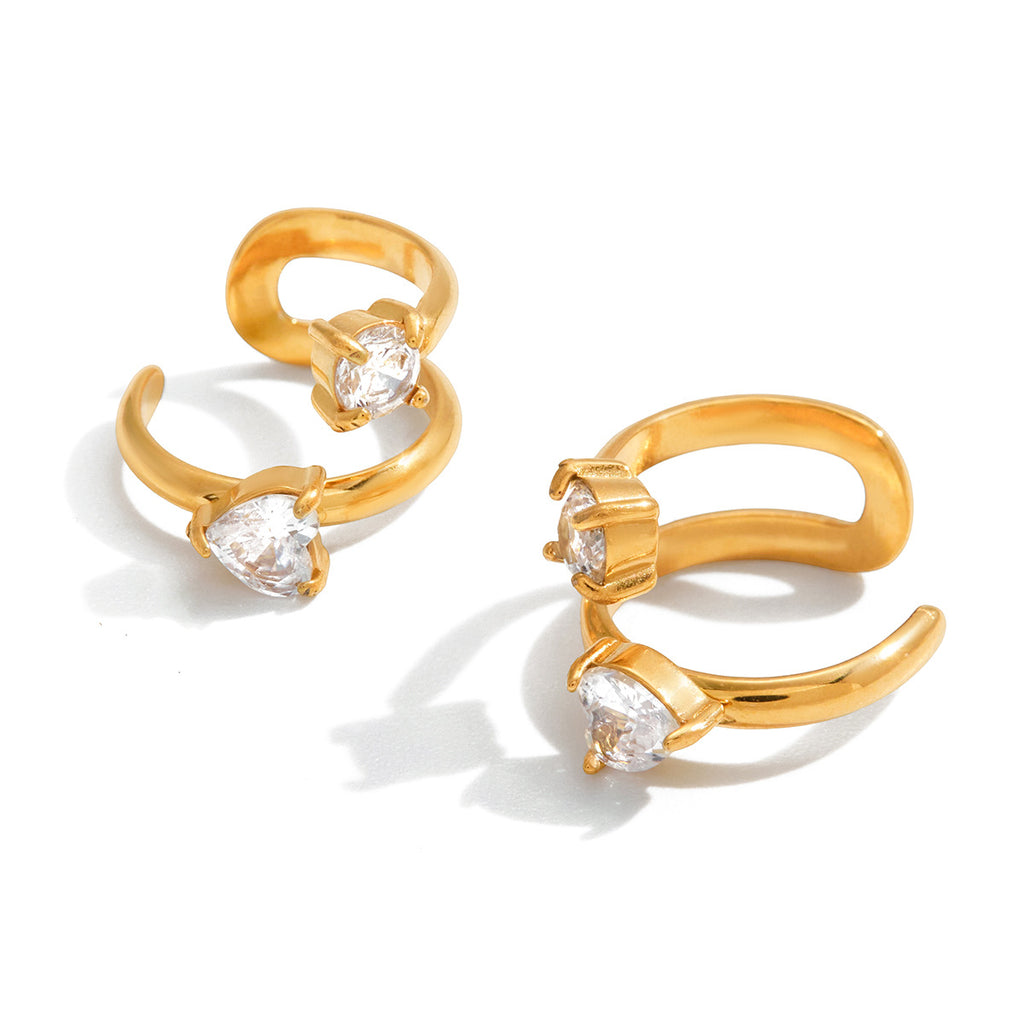 Damen Offener Ring mit elegantem Kristall-Design aus hypoallergenem Edelstahl Shop Nory