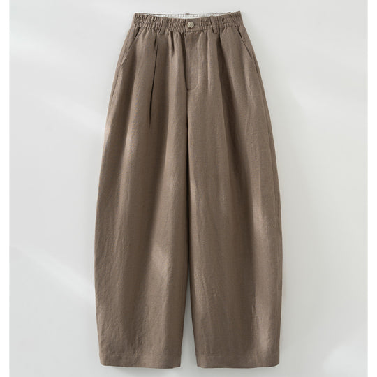 Damen Leinenmix Palazzo-Hose mit hohem Bund, elastischem Einsatz und Eingrifftaschen Shop Nory