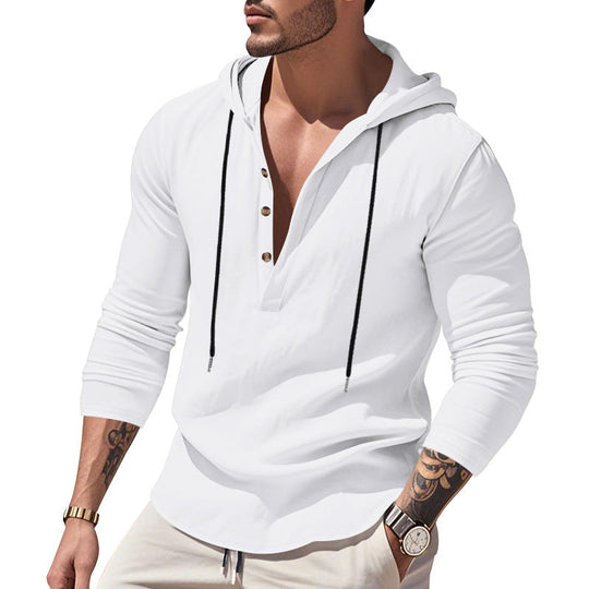 Herren lässiges Langarm-Hoodie mit Knopfleiste und modernem Schnitt