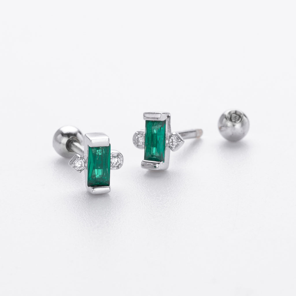 Damen Ohrstecker mit funkelnden Zirkon-Akzenten und grünem Edelstein Shop Nory