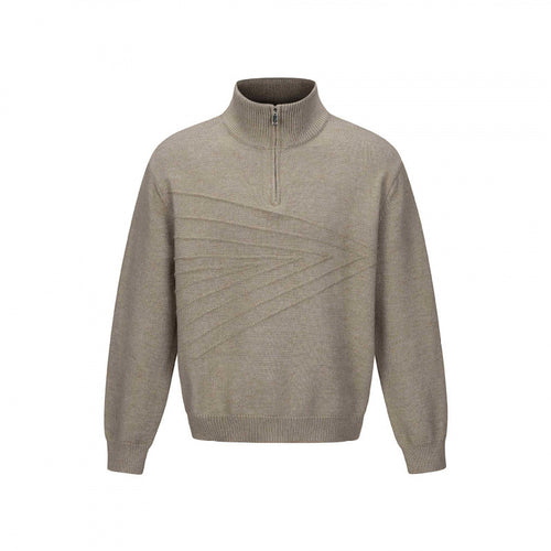 Unisex Feinstrick-Halbzipp-Pullover mit Stehkragen und diagonaler Struktur Shop Nory