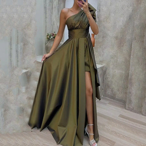 Damen Elegantes Ein-Schulter Abendkleid mit geschwollenem Rock