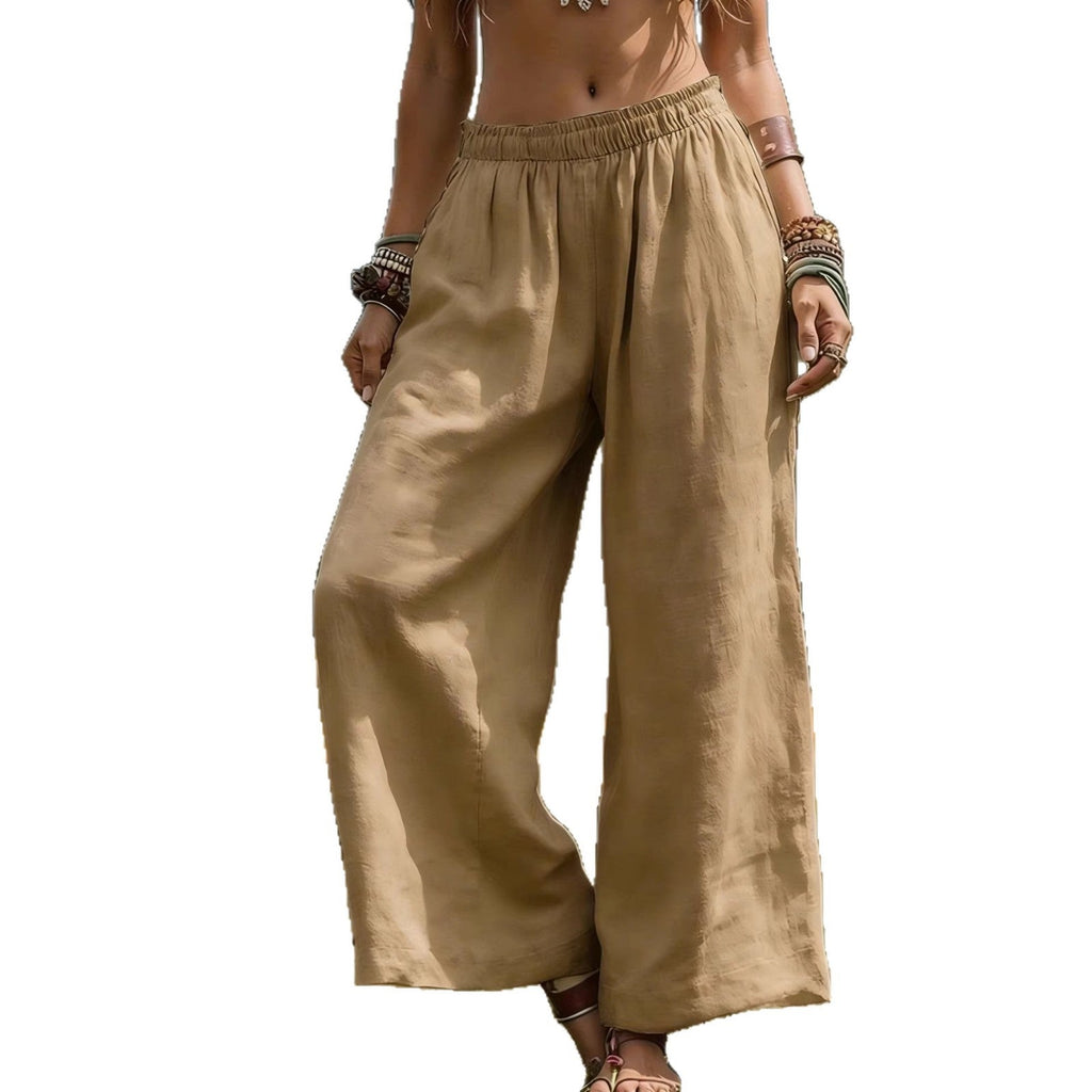 Damen Weit geschnittene Leinenhose
