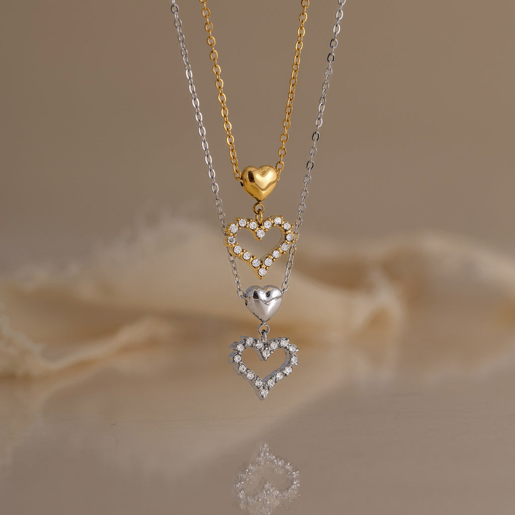 Damen Halskette mit Herzanhänger und funkelnden Zirkonia Shop Nory