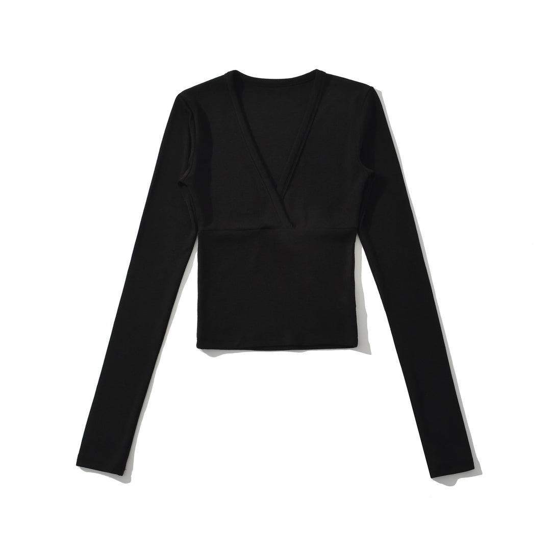 Damen Wickelshirt mit V-Ausschnitt und taillierter Teilungsnaht Shop Nory
