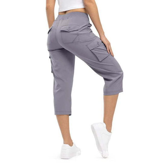 Damen Capri Cargo-Hosen in Bermuda-Länge mit hoher Taille und aufgesetzten Klappentaschen Shop Nory