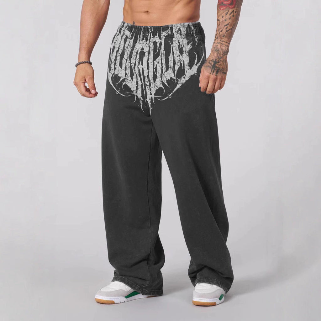 Herren nan weiche gewaschene Jogginghose mit weitem Schnitt und elastischem Bund