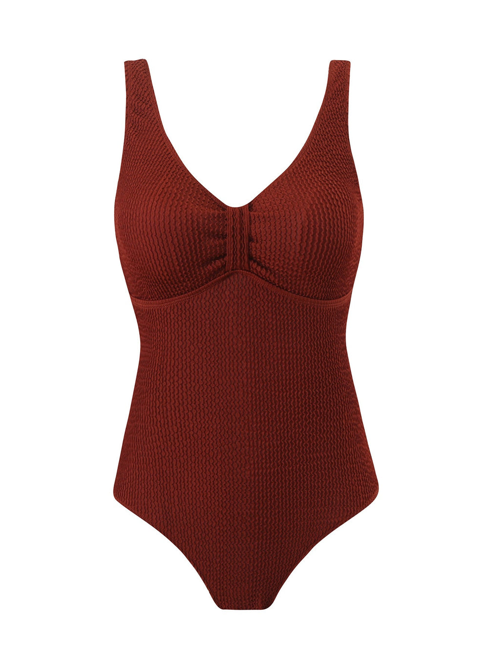 Damen Einteiliger Badeanzug mit raffinierten Rippstrick-Details