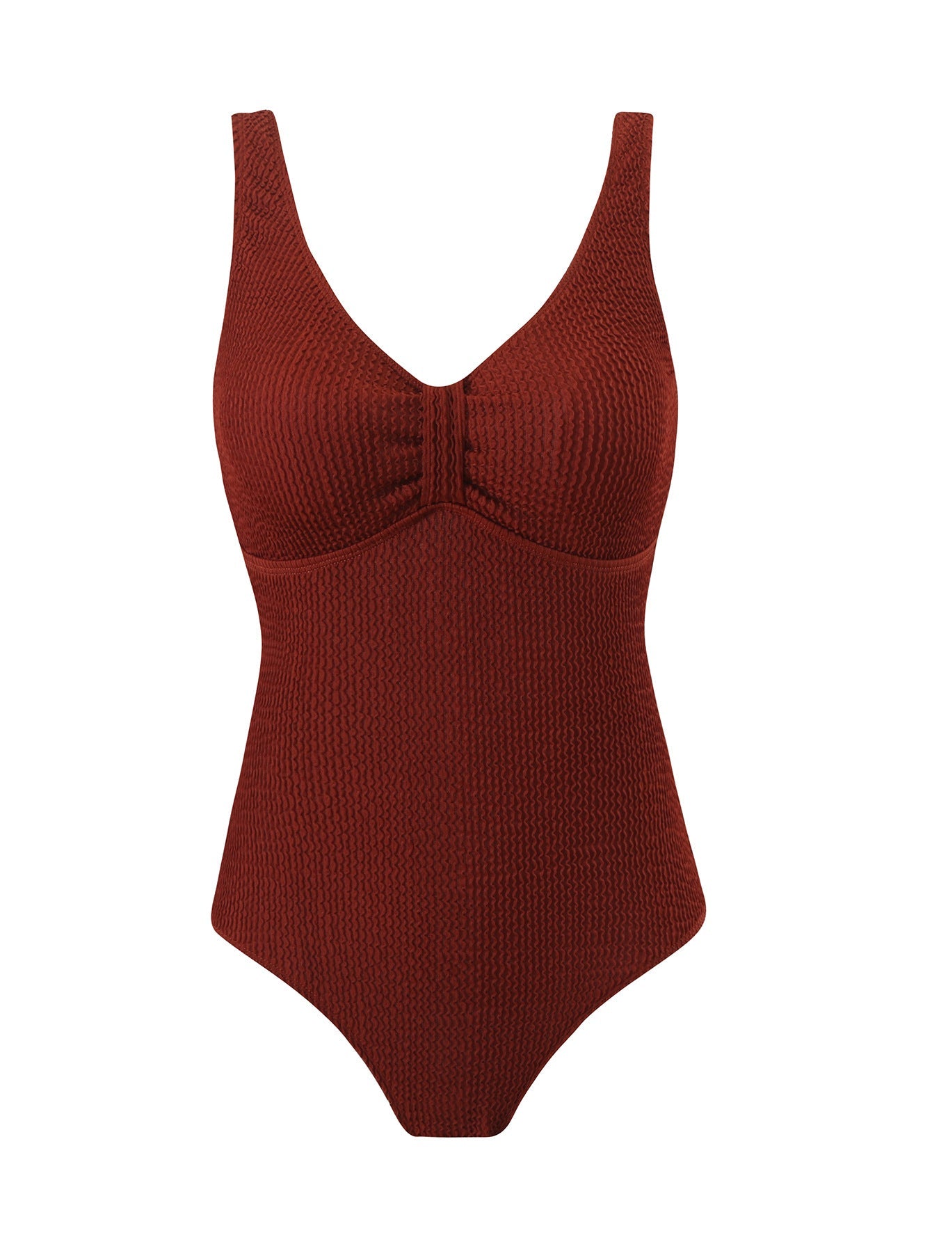 Damen Einteiliger Badeanzug mit raffinierten Rippstrick-Details