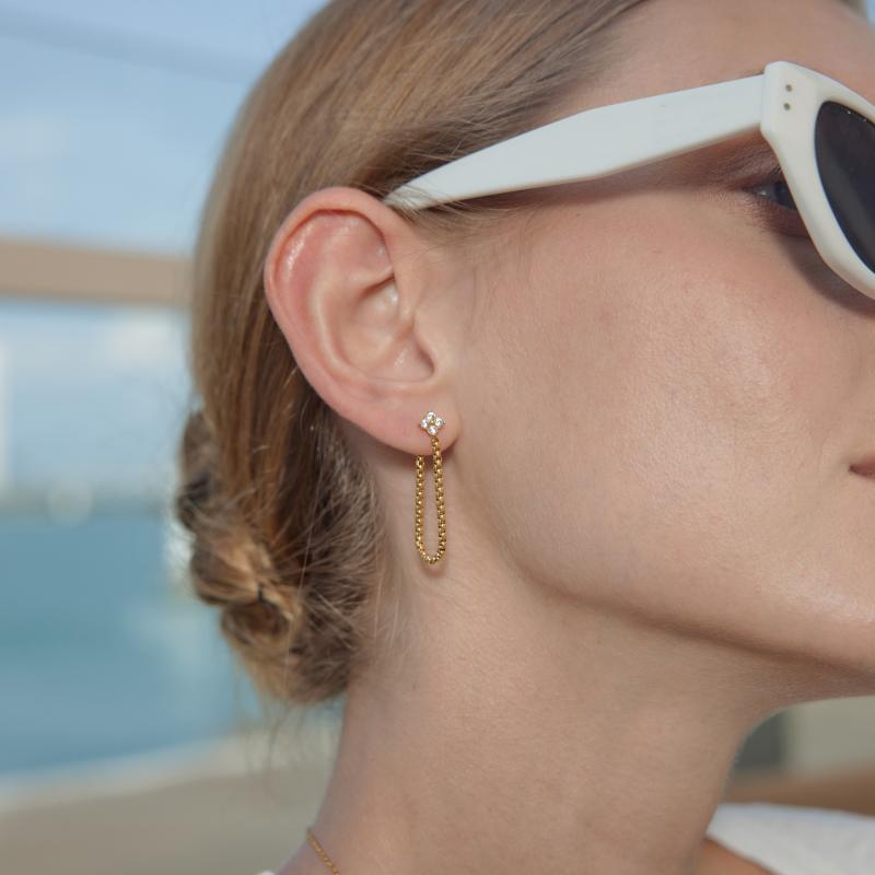 Damen Ohrhänger mit elegantem Kettenmuster und funkelnden Zirkonia Shop Nory