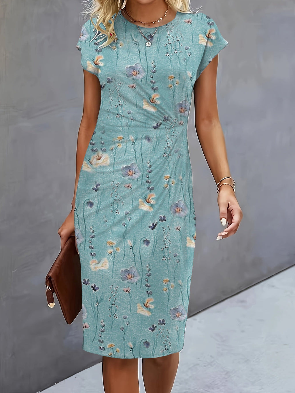 Damen elegantes Wickelkleid mit figurbetontem Design und feinem Jersey-Material Shopnory