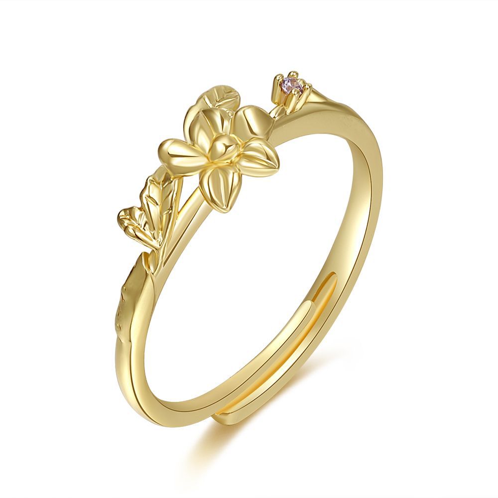 Damen Zarter Blumenring mit funkelndem Stein Shop Nory