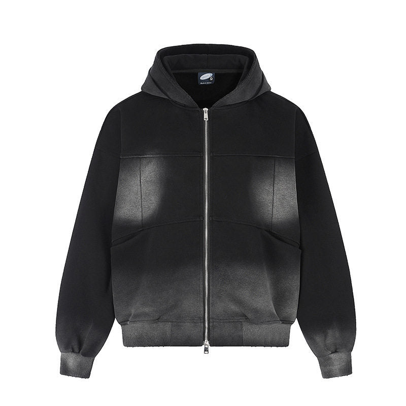 Unisex Kapuzen-Zipjacke mit Ombre‑Färbung, Oversize‑Silhouette und Kängurutaschen Shop Nory