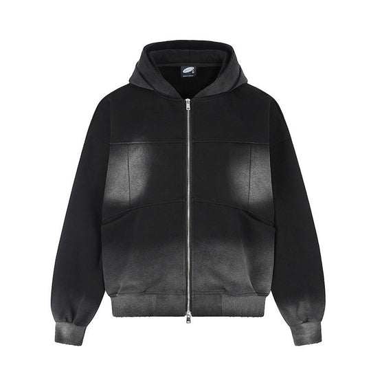 Unisex Kapuzen-Zipjacke mit Ombre‑Färbung, Oversize‑Silhouette und Kängurutaschen Shop Nory