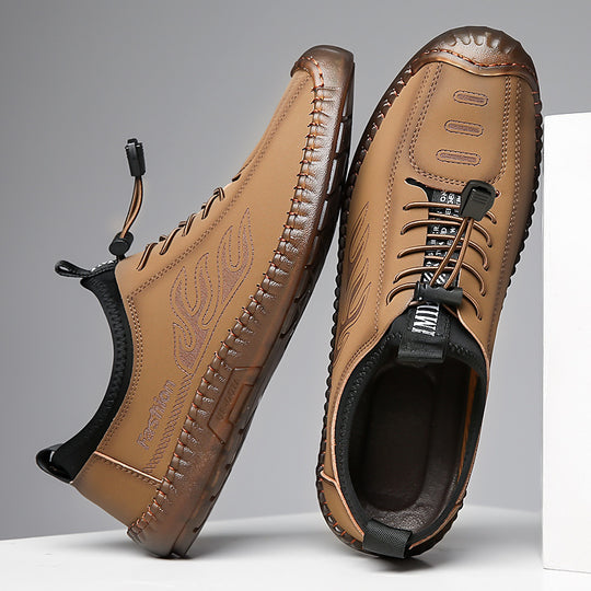 Herren Casual-Mokassin-Sneaker mit elastischer Schnellzug-Schnürung, gesticktem Flammenmotiv und genähter Gummilaufsohle Shop Nory