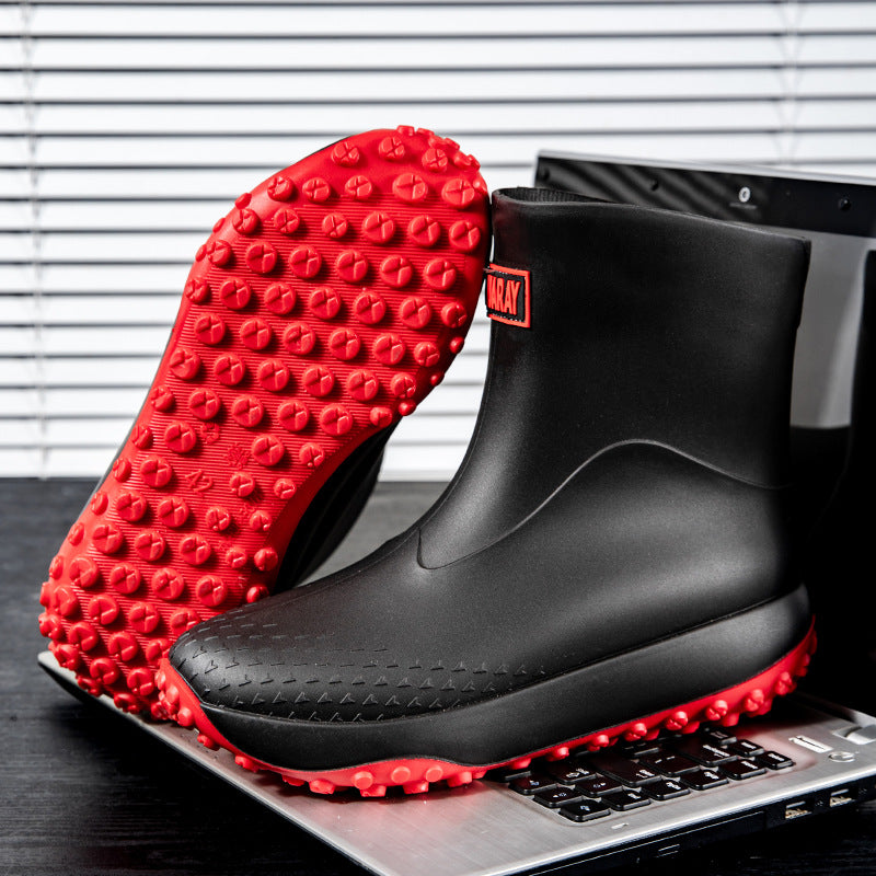 Unisex Wasserdichte Kurz-Gummistiefel mit rutschfester Noppenlaufsohle und wärmeisolierender Innensohle Shop Nory