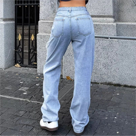 Damen Hochtaillierte Oversize-Baggy-Jeans mit starkem Destroyed-Look und tiefem Schritt Shop Nory