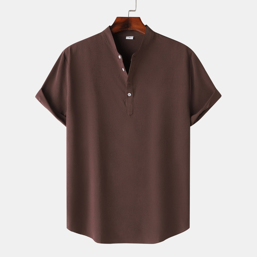 Herren Kurzarmhemd mit modernem Henley-Design und funktionalen Knöpfen Shopnory