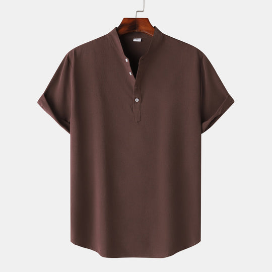Herren Kurzarmhemd mit modernem Henley-Design und funktionalen Knöpfen Shopnory