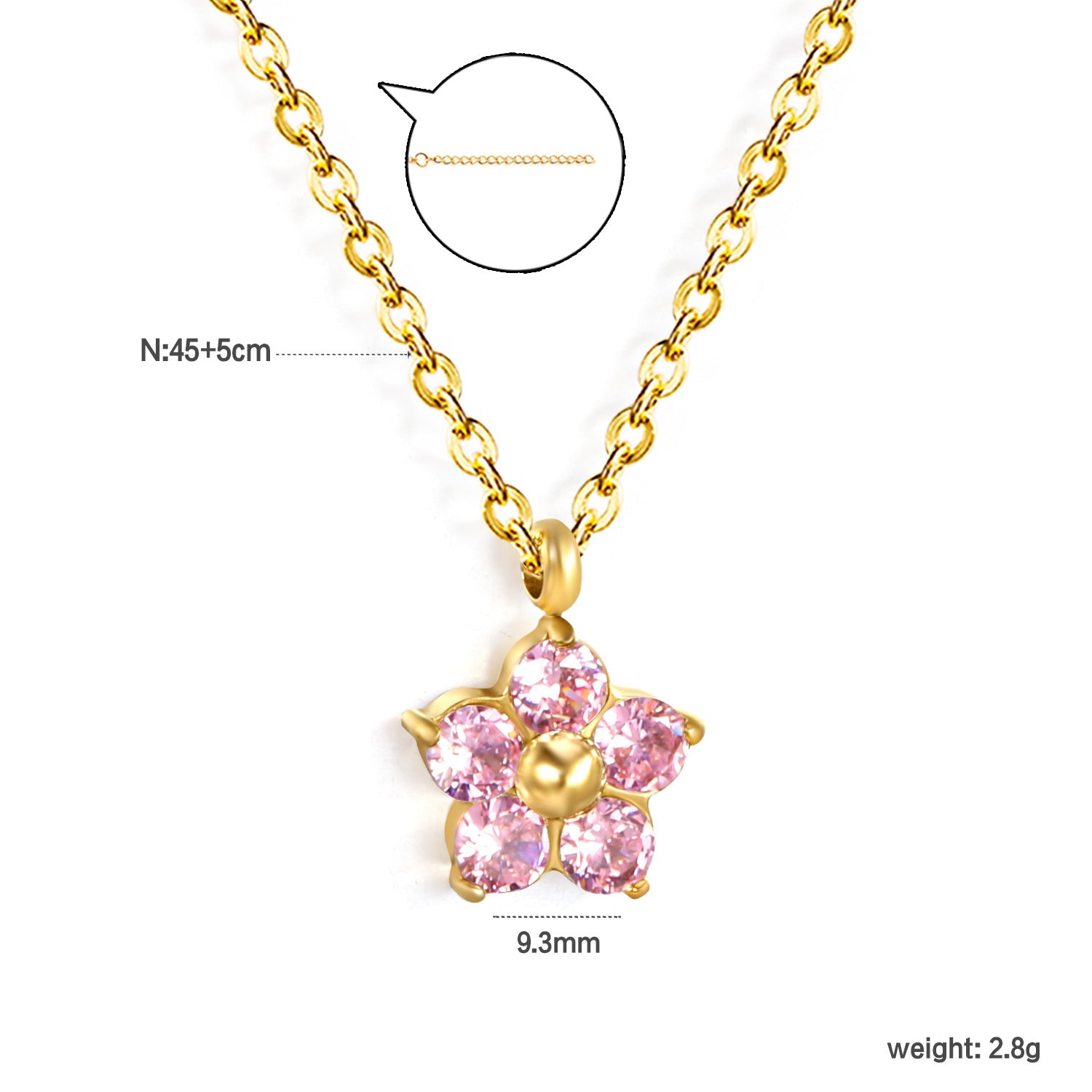 Damen Halskette mit hochwertigem Blumenanhänger und funkelnden Kristallen Shop Nory