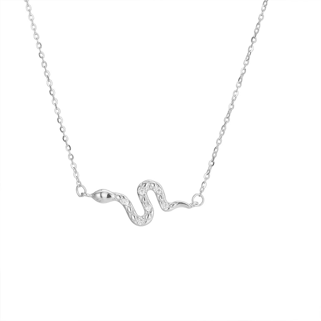 Damen Halskette mit kunstvollem Schlangen-Anhänger und funkelnden Zirkonia Shop Nory