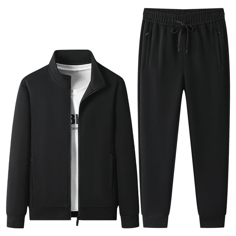 Herren Jogginganzug-Set aus Baumwollmix mit Stehkragen Reißverschlussjacke und Kordelbundhose Shop Nory