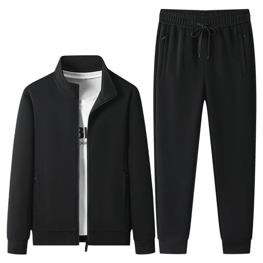 Herren Jogginganzug-Set aus Baumwollmix mit Stehkragen Reißverschlussjacke und Kordelbundhose Shop Nory
