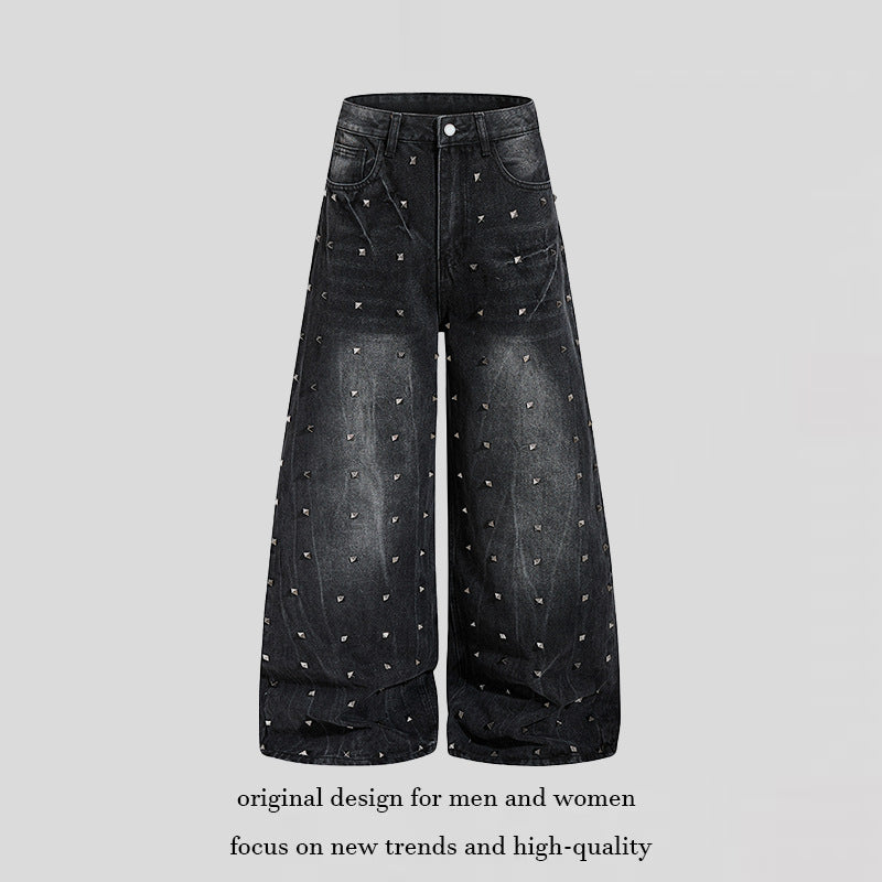 Damen High‑Waist weite Denim‑Culotte mit Metallnieten und Balloon‑Silhouette Shop Nory