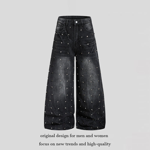 Damen High‑Waist weite Denim‑Culotte mit Metallnieten und Balloon‑Silhouette Shop Nory