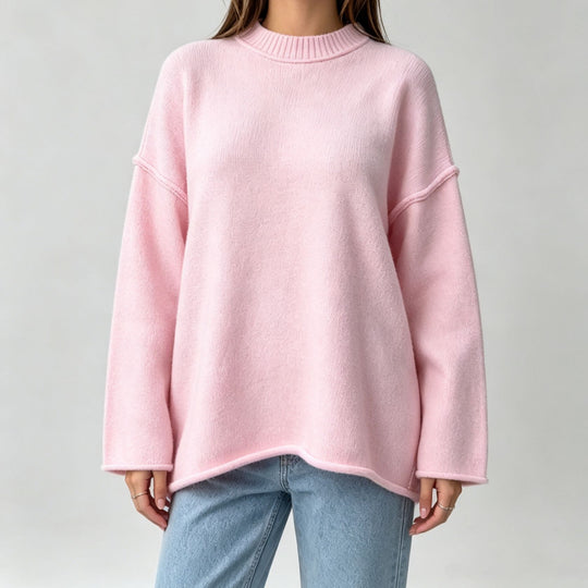 Damen Oversize-Boxy-Pullover mit kurzem Stehkragen und dekorativer Kantennaht Shop Nory