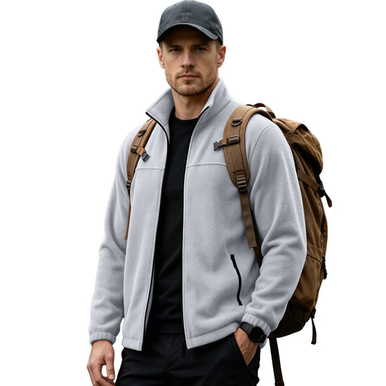 Herren Leichte Outdoor-Fleecejacke mit Stehkragen und Reißverschlusstaschen Shop Nory