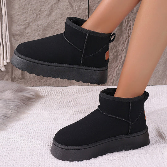 Damen Gefütterte Kurzstiefel mit Plateau‑Sohle und Velours‑Optik Shop Nory