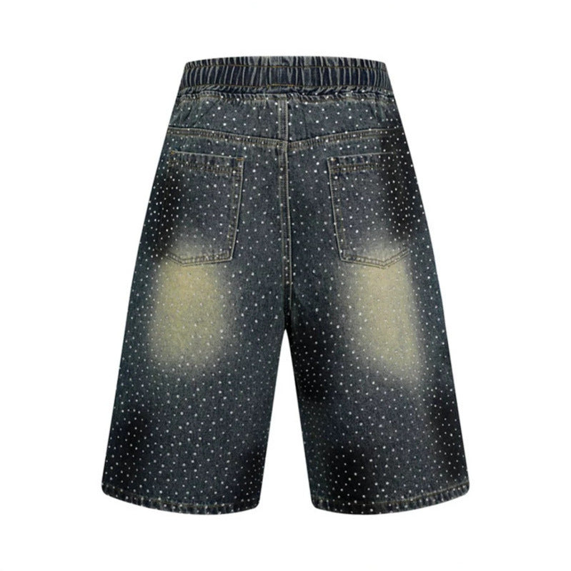 Damen hochgeschnittene Denim-Culotte-Shorts mit Komfortbund und dezentem Punktmuster Shop Nory