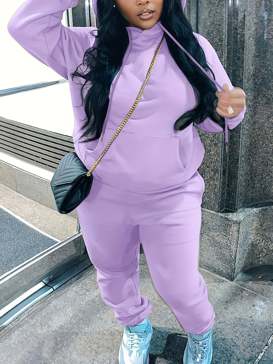 Damen nan kuscheliges Hoodie‑und Jogginghose Set mit hohem Kragen, Kängurutasche und tailliertem Bund Shop Nory