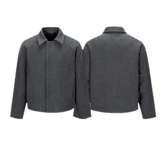 Herren Kurze kastige Wollmix-Übergangsjacke mit verdeckter Knopfleiste und Raglanärmeln Shop Nory