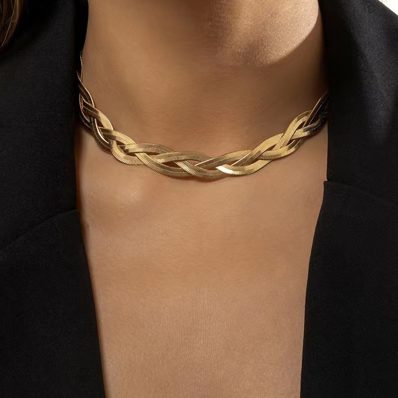 Damen Elegante Gedrehte Glieder Choker Halskette Shop Nory